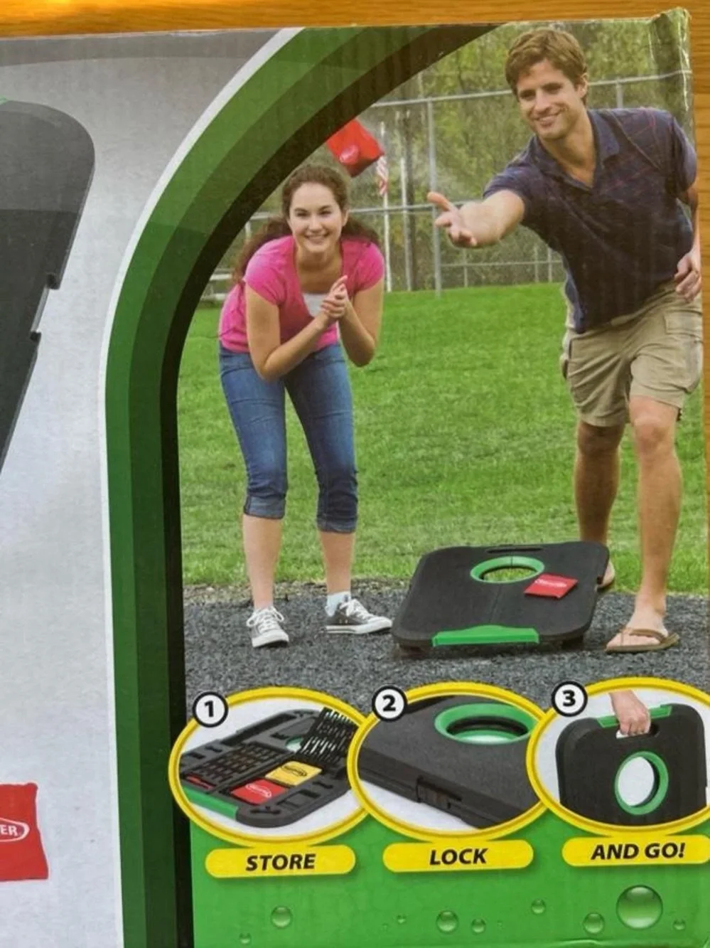 Bean Bag Toss Cornhole Game - Green and Black Portable NWT